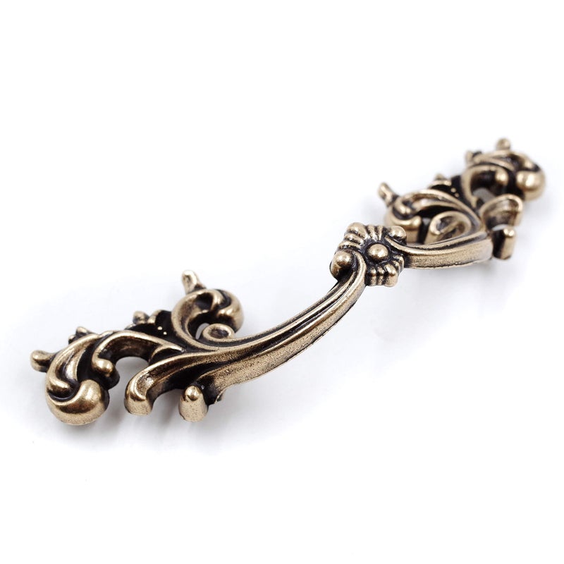 Jetland French Provincial Drawer Pulls - 6-Pack, Antique Brass, 2-1/2" Hole Centers, Vintage Shabby Chic Pulls for Dresser Nightstand Cabinet, PW1619ABR64 - Image 3